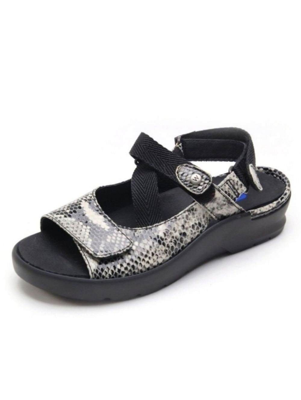 WOLKY Lisse Strappy Sandals US 12 Snake Embossed Slingback Platform Flats